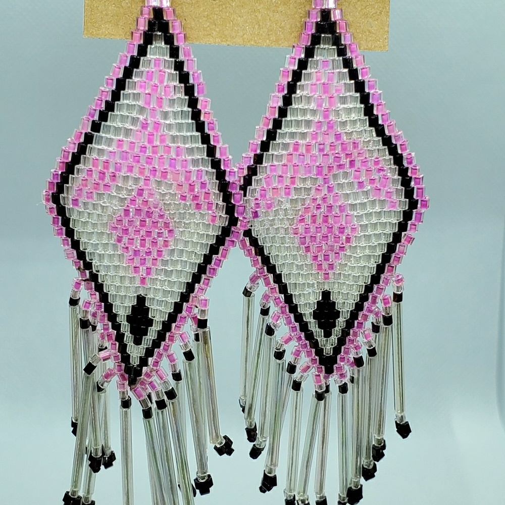 Handmade Eagle Native Beaded hanging Earrings